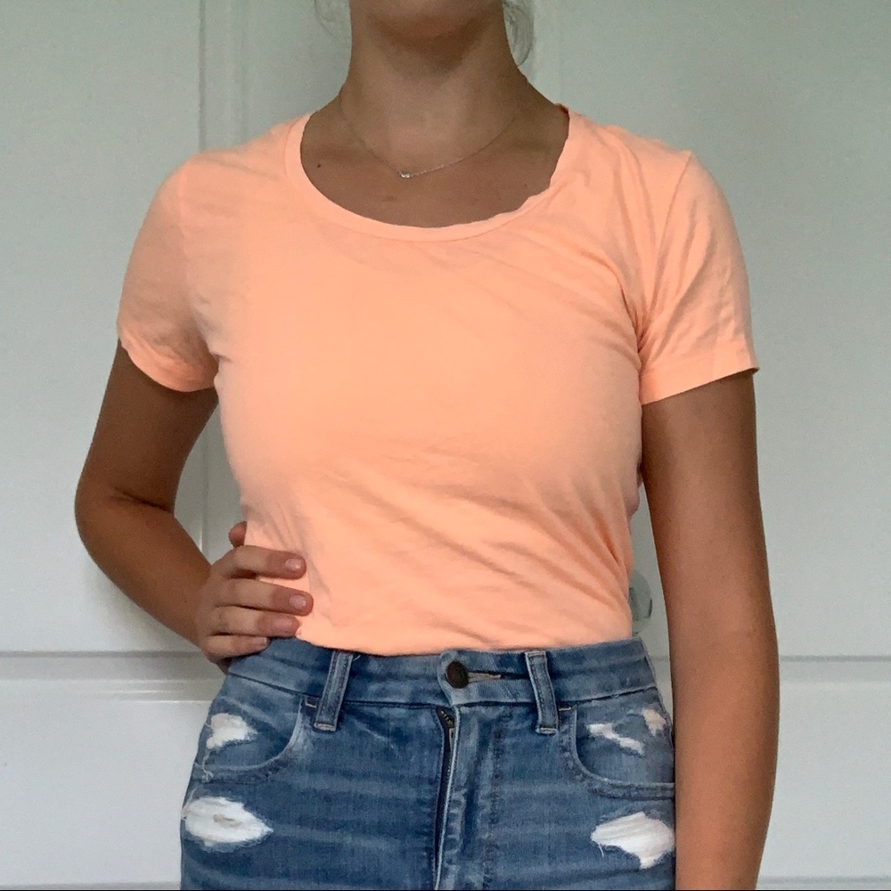 J Crew XXS bright orange garment dyed t shirt